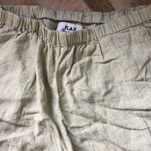 FLAX BY JEANNE ENGELHART CROPPED LINEN‎ PULL ON PANT MULT GREEN​​​​